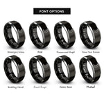 font options for inside engraving on black & grey waxing crescent rings