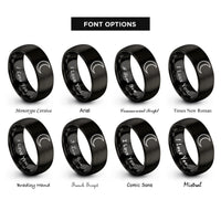 font options for inside engraving on black waxing crescent rings