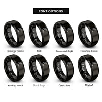 font options for inside engraving on black waxing crescent rings