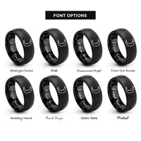 font options for inside engraving on black waxing crescent rings