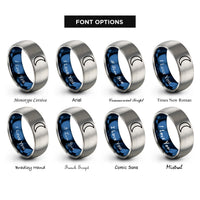 font options for inside engraving on blue & grey waxing crescent rings