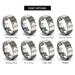 font options for inside engraving on gray waxing crescent rings