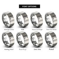 font options for inside engraving on silver waxing crescent rings
