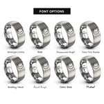 font options for inside engraving on silver waxing crescent rings