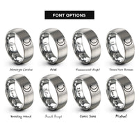 font options for inside engraving on silver waxing crescent rings