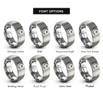 font options for inside engraving on gray waxing crescent star rings