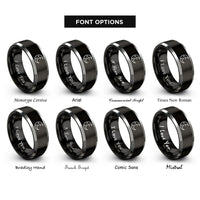 font options for inside engraving on black & grey waxing gibbous rings