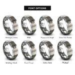 font options for inside engraving on silver waxing gibbous circle rings