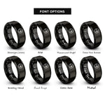 font options for inside engraving on black wayfinder arrow circle rings