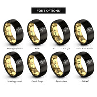 font options for inside engraving on black & gold wayfinder arrow compass rings