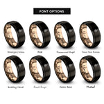 font options for inside engraving on black & rose gold wayfinder arrow compass rings