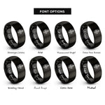 font options for inside engraving on black wayfinder arrow compass rings