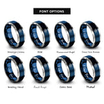 font options for inside engraving on blue & gray waypoint line rings