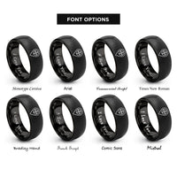 font options for inside engraving on black waypoint pin compass rings