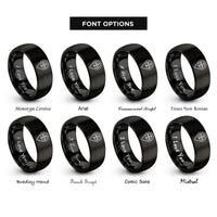 font options for inside engraving on black waypoint pin compass rings