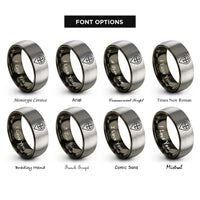 font options for inside engraving on gunmetal & silver waypoint pin compass rings