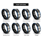 font options for inside engraving on black & blue & grey waypoints arrowhead rings