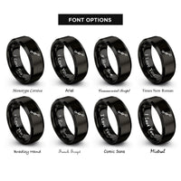 font options for inside engraving on black waypoints line rings