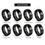 font options for inside engraving on black weave heart rings