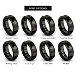 font options for inside engraving on black weave heart rings