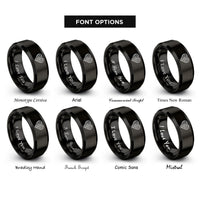 font options for inside engraving on black weave heart rings
