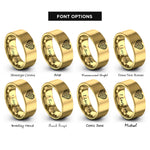 font options for inside engraving on gold weave heart rings