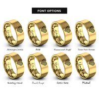font options for inside engraving on gold weave heart rings