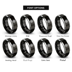 font options for inside engraving on black & grey weave knot rings