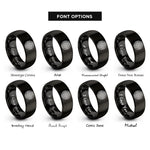 font options for inside engraving on black weave knot rings