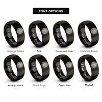 font options for inside engraving on black weave knot rings