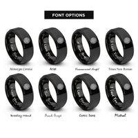 font options for inside engraving on black weave knot rings