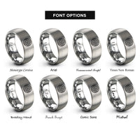 font options for inside engraving on grey weave knot rings
