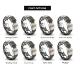 font options for inside engraving on grey weave knot rings