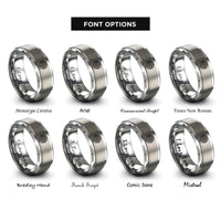 font options for inside engraving on grey weave knot rings