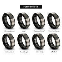 font options for inside engraving on black & gray weave lattice rings