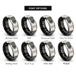 font options for inside engraving on black & gray weave lattice rings