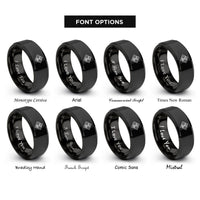 font options for inside engraving on black weave lattice rings