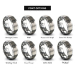 font options for inside engraving on gray weave lattice rings