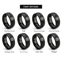 font options for inside engraving on black weave loop rings
