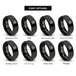 font options for inside engraving on black weave loop rings