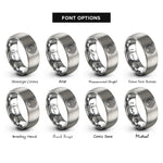 font options for inside engraving on grey weave loop rings