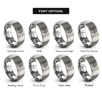font options for inside engraving on grey weave loop rings