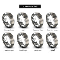 font options for inside engraving on gray weave loop rings