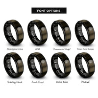 font options for inside engraving on gunmetal & black weave loop rings