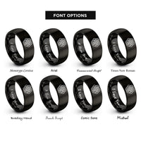 font options for inside engraving on black weave maze braided rings