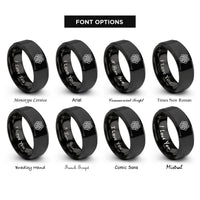 font options for inside engraving on black weave maze braided rings