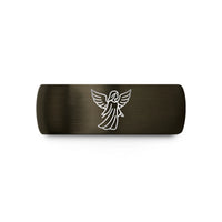 tungsten wedding ring him – gunmetal & black tungsten guardian angel silhouette wedding band