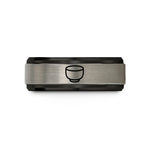 men's comfort-fit ring – black & silver tungsten matcha bowl chawan wedding band