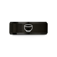 men's comfort-fit ring – black tungsten matcha bowl chawan wedding band
