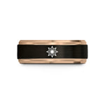 tungsten wedding ring him – black & rose gold tungsten star of bethlehem wedding band